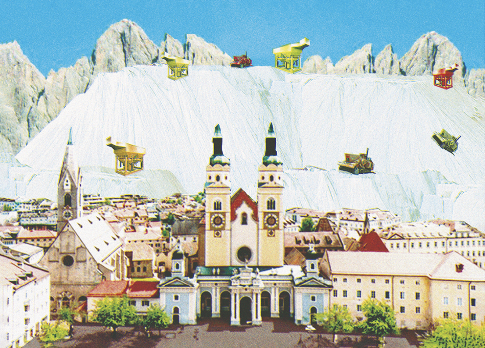 Bressanone Piange - Brixen weint, postcarc collage by Marie Vermont